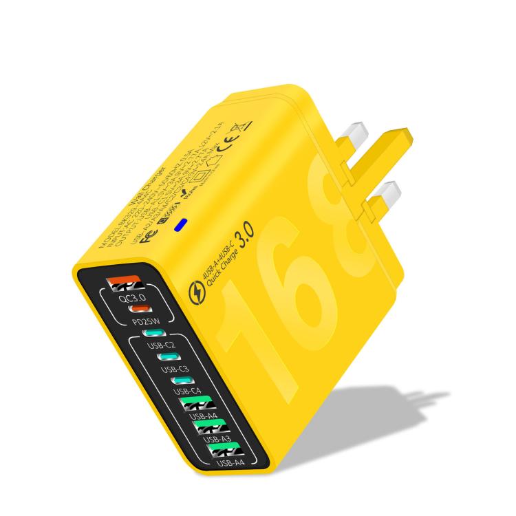 150W 4USB+4Type-C 8インターフェース QC3.0 急速充電 携帯電話充電器、EUプラグ（ブラック）、EUプラグ（ホワイト）、EUプラグ（イエロー）、USプラグ（ブラック）、USプラグ（ホワイト）、USプラグ（イエロー）、UKプラグ（ブラック）、UKプラグ（ホワイト）、UKプラグ（イエロー）