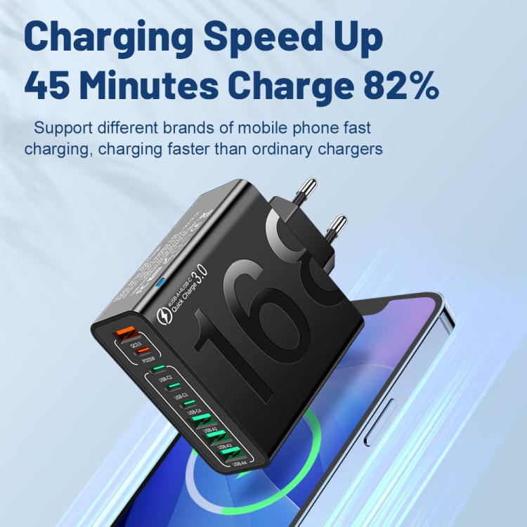150W 4USB+4Type-C 8インターフェース QC3.0 急速充電 携帯電話充電器、EUプラグ（ブラック）、EUプラグ（ホワイト）、EUプラグ（イエロー）、USプラグ（ブラック）、USプラグ（ホワイト）、USプラグ（イエロー）、UKプラグ（ブラック）、UKプラグ（ホワイト）、UKプラグ（イエロー）
