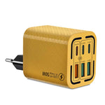 50W 3USB+3Type-C 6ポート 急速充電 携帯電話充電器、EUプラグ（ブラック）、EUプラグ（ホワイト）、EUプラグ（イエロー）、USプラグ（ブラック）、USプラグ（ホワイト）、USプラグ（イエロー）、UKプラグ（ブラック）、UKプラグ（ホワイト）、UKプラグ（イエロー）
