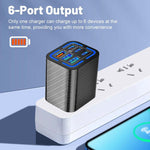 50W 3USB+3Type-C 6ポート 急速充電 携帯電話充電器、EUプラグ（ブラック）、EUプラグ（ホワイト）、EUプラグ（イエロー）、USプラグ（ブラック）、USプラグ（ホワイト）、USプラグ（イエロー）、UKプラグ（ブラック）、UKプラグ（ホワイト）、UKプラグ（イエロー）