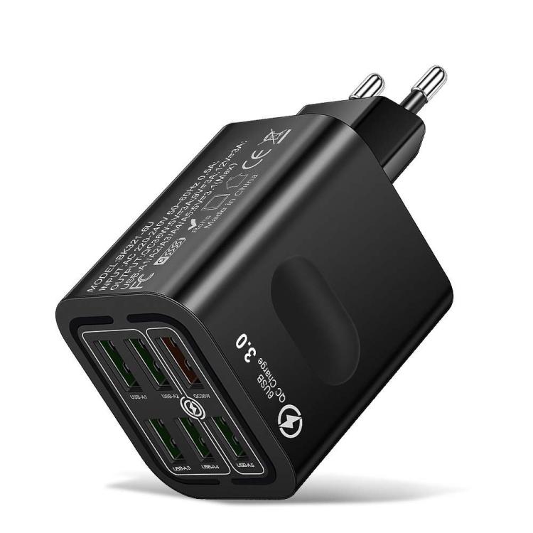 BK321 6USB マルチポート急速充電電話充電器、EUプラグ（ブラック）、EUプラグ（ホワイト）、EUプラグ（イエロー）、USプラグ（ブラック）、USプラグ（ホワイト）、USプラグ（イエロー）、UKプラグ（ブラック）、UKプラグ（ホワイト）、UKプラグ（イエロー）