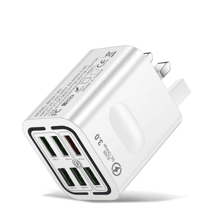 BK321 6USB マルチポート急速充電電話充電器、EUプラグ（ブラック）、EUプラグ（ホワイト）、EUプラグ（イエロー）、USプラグ（ブラック）、USプラグ（ホワイト）、USプラグ（イエロー）、UKプラグ（ブラック）、UKプラグ（ホワイト）、UKプラグ（イエロー）