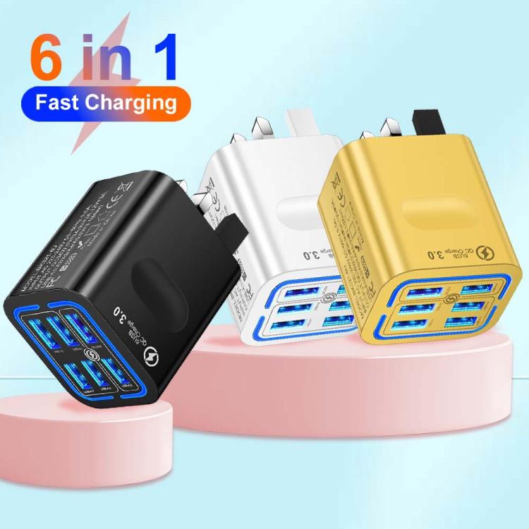 BK321 6USB マルチポート急速充電電話充電器、EUプラグ（ブラック）、EUプラグ（ホワイト）、EUプラグ（イエロー）、USプラグ（ブラック）、USプラグ（ホワイト）、USプラグ（イエロー）、UKプラグ（ブラック）、UKプラグ（ホワイト）、UKプラグ（イエロー）