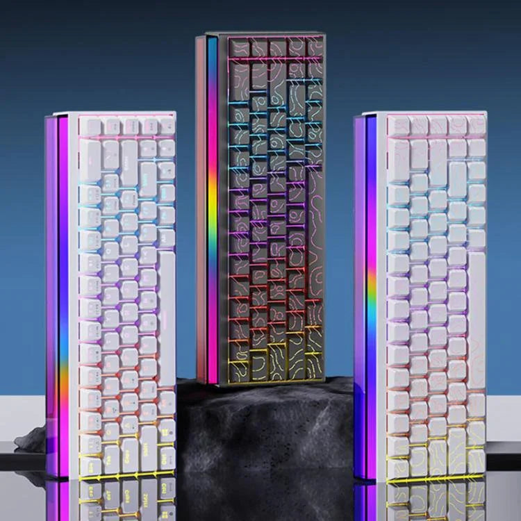 NACODEX NK68 磁気軸 メカニカル キラキラカラー 有線キーボード オフィス コンピューター ゲーミング 68キーキーボード、普通のホワイト、輪郭線ホワイト、輪郭線ブラック
