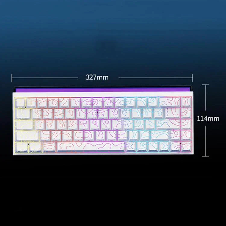 NACODEX NK68 磁気軸 メカニカル キラキラカラー 有線キーボード オフィス コンピューター ゲーミング 68キーキーボード、普通のホワイト、輪郭線ホワイト、輪郭線ブラック