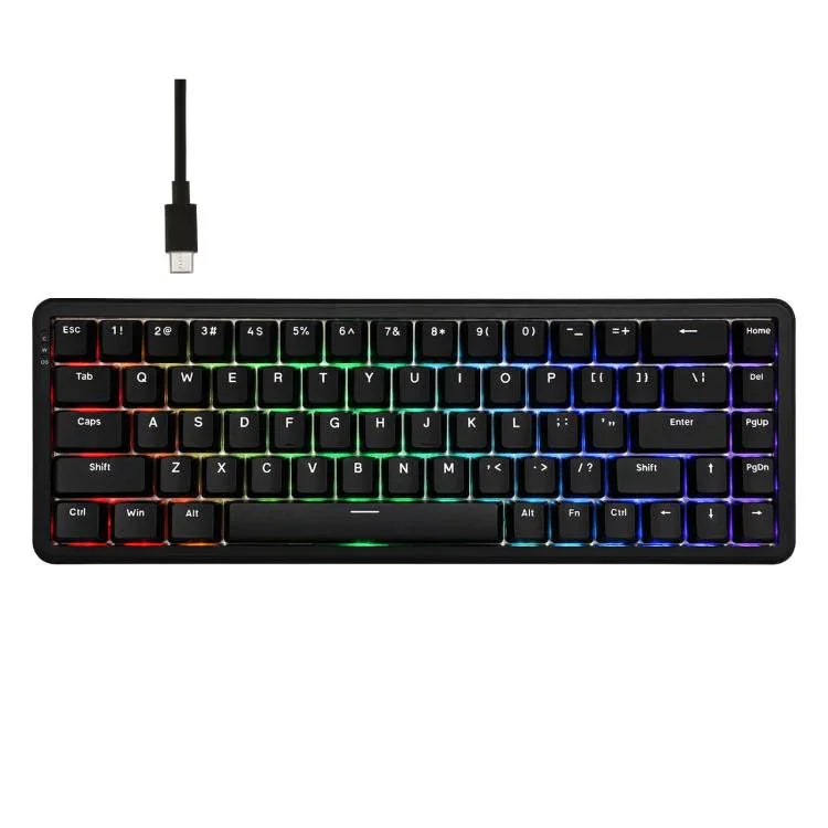 Ajazz AK680 MAX 磁気軸 メカニカル 有線キーボード RGBライト付き、ブラック、ホワイト、ブラック グレー イエロー、ブルー ホワイト ダークブルー、サイド彫刻 グラデーション ピンク、輪郭線ブラック、輪郭線ホワイト