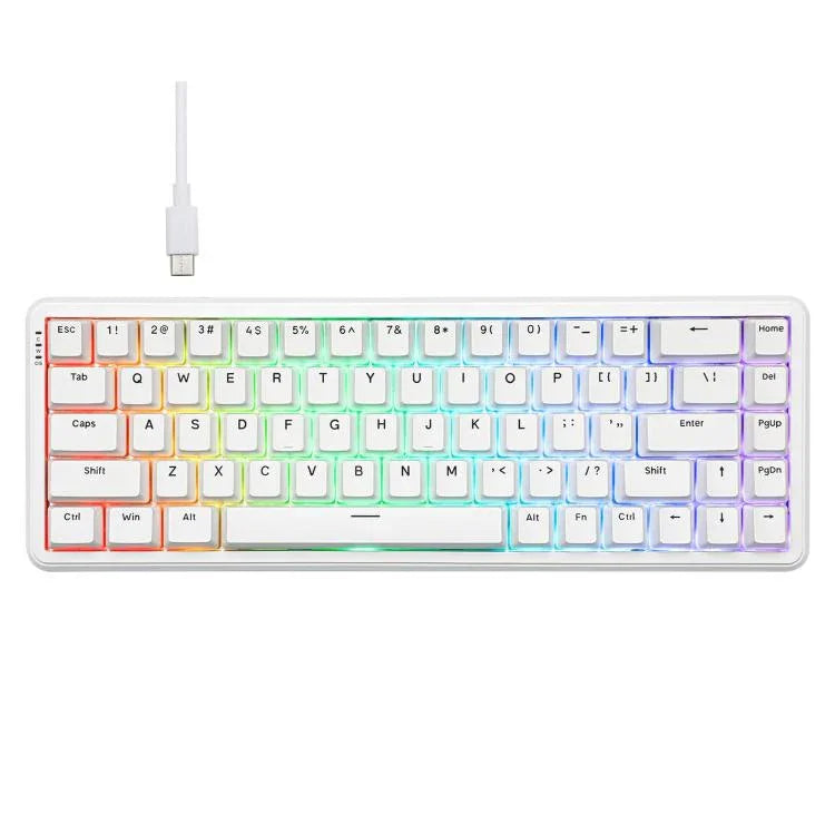 Ajazz AK680 MAX 磁気軸 メカニカル 有線キーボード RGBライト付き、ブラック、ホワイト、ブラック グレー イエロー、ブルー ホワイト ダークブルー、サイド彫刻 グラデーション ピンク、輪郭線ブラック、輪郭線ホワイト