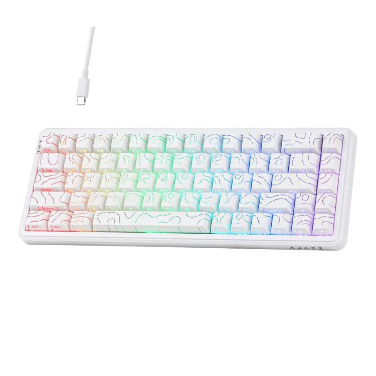 Ajazz AK680 MAX 磁気軸 メカニカル 有線キーボード RGBライト付き、ブラック、ホワイト、ブラック グレー イエロー、ブルー ホワイト ダークブルー、サイド彫刻 グラデーション ピンク、輪郭線ブラック、輪郭線ホワイト