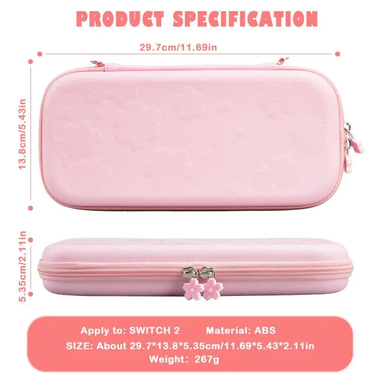 For Nintendo Switch 2 Sakura Print Crossbody Bag Portable Handheld Shoulder Carry Case, Carry Case