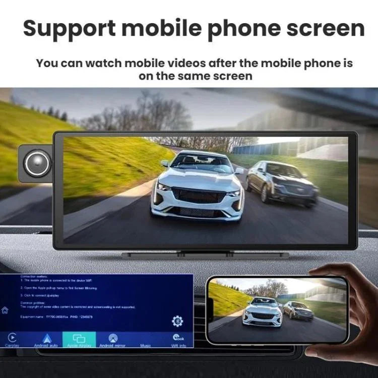 音声操作CarPlay 分割画面デュアルカメラドライブレコーダー、フロントカメラ＋車内ビュー、リアビューカメラ付き