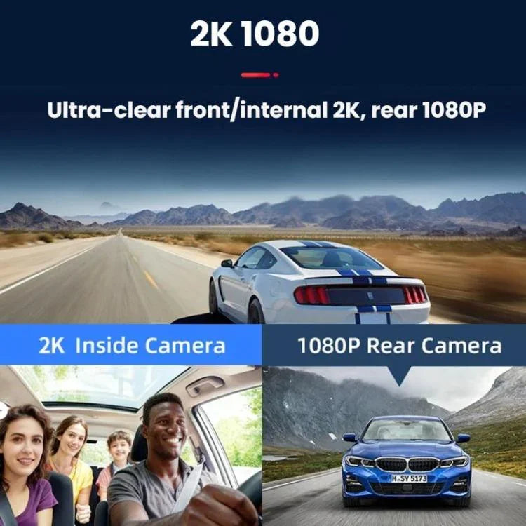 音声操作CarPlay 分割画面デュアルカメラドライブレコーダー、フロントカメラ＋車内ビュー、リアビューカメラ付き