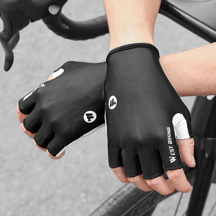 WEST BIKING 通気性衝撃吸収滑り止めハーフフィンガーサイクリンググローブ, M, L, XL, XXL