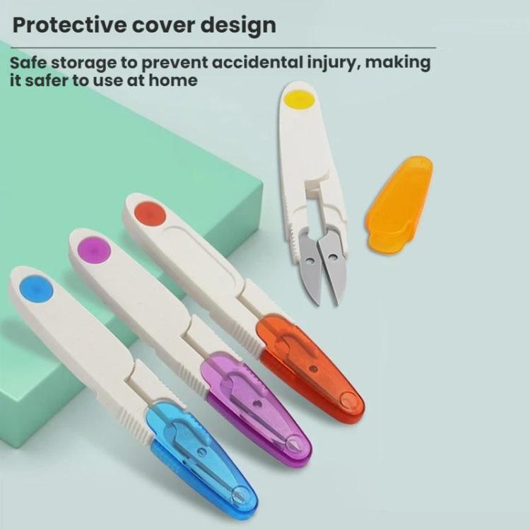 10本セット 家庭用クロスステッチ衣類用糸透明カバー付きはさみ、パープル、イエロー、ブルー、レッド