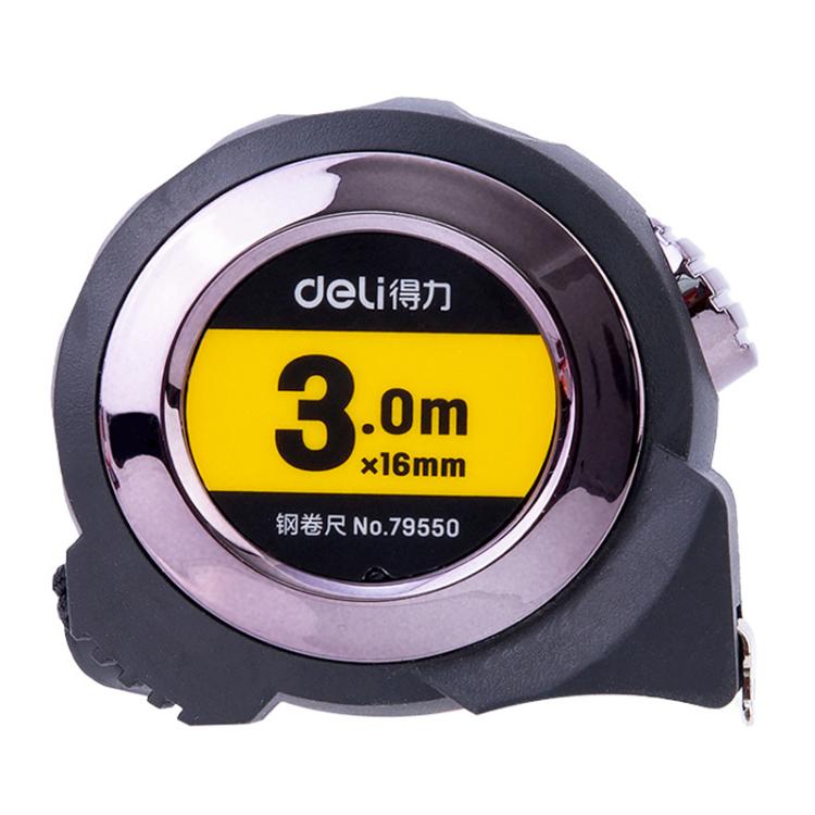 自己ロック式スチールメジャー TPRカバー付き巻尺 定規、Deli 79550 3m x 16mm、Deli 79551 5m x 19mm、Deli 79552 7.5m x 25mm、Deli 79553 10m x 25mm