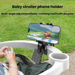 ベビーストローラー／乳児用ベビーカー用 安全クランプ付きスマホホルダー、スマホホルダー