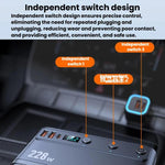 228W Car Cigarette Lighter Retractable Cable 3 In 1 Fast-Charging Car Charger With Independent Switches, C35L