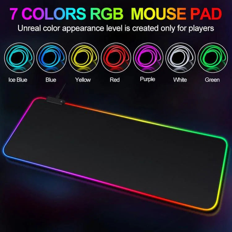 Micro-USB LED発光マウスキーボードパッド RGBカラフルライト ロックエッジ 厚手マウスデスクパッド、250x350x3mm、250x350x4mm、300x800x3mm、300x800x4mm、400x900x3mm、400x900x4mm