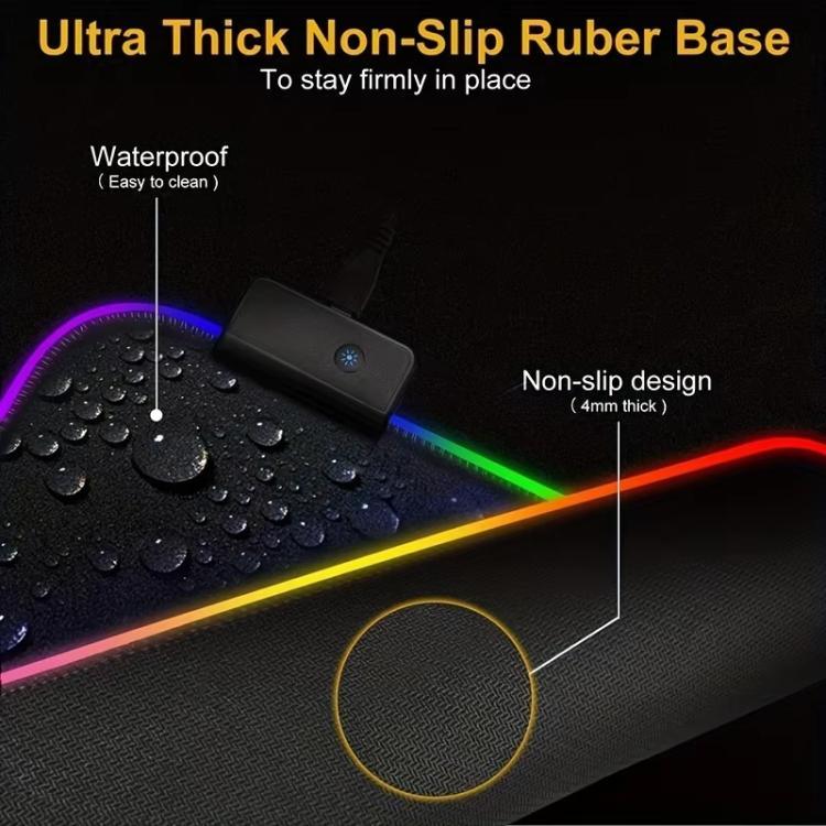 Micro-USB LED発光マウスキーボードパッド RGBカラフルライト ロックエッジ 厚手マウスデスクパッド、250x350x3mm、250x350x4mm、300x800x3mm、300x800x4mm、400x900x3mm、400x900x4mm