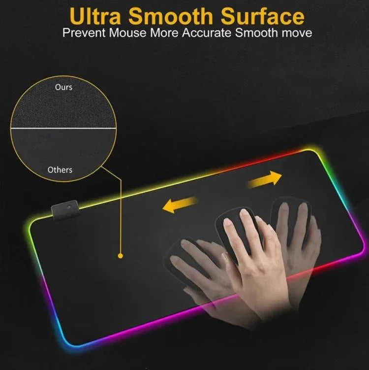 Micro-USB LED発光マウスキーボードパッド RGBカラフルライト ロックエッジ 厚手マウスデスクパッド、250x350x3mm、250x350x4mm、300x800x3mm、300x800x4mm、400x900x3mm、400x900x4mm