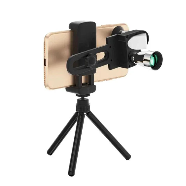 8x HD 低照度ナイトビジョン ミニ単眼鏡 ポータブル金属コンパクト角度付き単眼鏡、単体、スマホホルダー付き、スマホホルダーと三脚付き