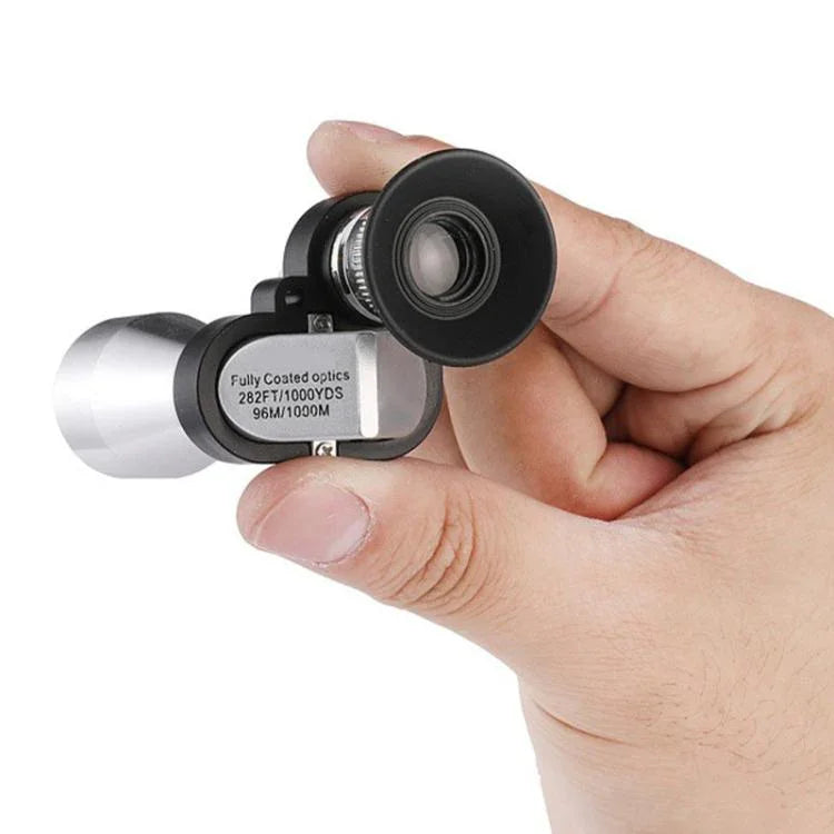 8x HD 低照度ナイトビジョン ミニ単眼鏡 ポータブル金属コンパクト角度付き単眼鏡、単体、スマホホルダー付き、スマホホルダーと三脚付き