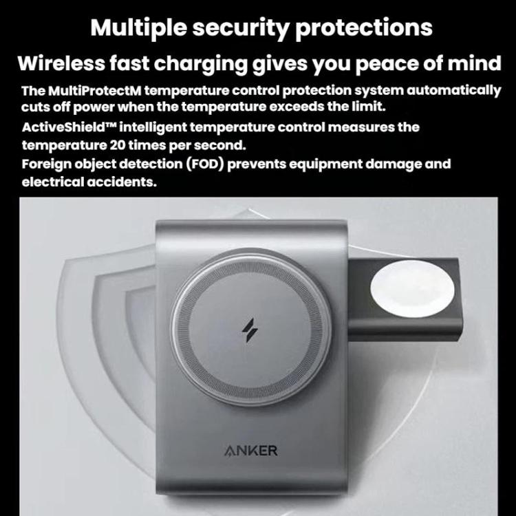 ANKER B2599 15W 3-in-1 デスクトップマグネティックワイヤレス充電ドッキングステーション iPhone / iWatch / AirPods対応 USプラグ B2599
