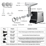 ステンレス製電動ミートグラインダー ソーセージスタッファー 家庭用ミンサー機 EUプラグ、USプラグ