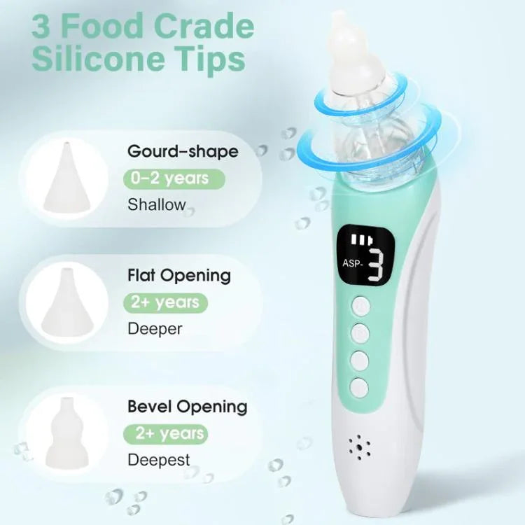 電動ベビー鼻吸引器 食品グレードシリコンチップ3個付き、癒しのピアノ音楽＆ソフトLEDライト
