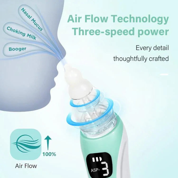 電動ベビー鼻吸引器 食品グレードシリコンチップ3個付き、癒しのピアノ音楽＆ソフトLEDライト