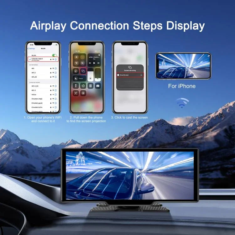 4K HDカー録画機 カーナビ CarPlay カーセンターモニター、A4473