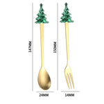 6-Piece Christmas Tree Utensil Set Stainless Steel Coffee Spoons, Dessert Forks with Gift Box
