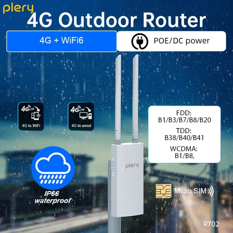 COMFAST Plery R702 屋外用4G LTEワイヤレスルーター IP66防水 ユニバーサルSIM対応 EUプラグ、USプラグ、UKプラグ、AUプラグ