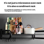 頑丈なステンレス製壁掛け電子レンジ棚 キッチンオーブンラック フック付き、36x36.5cm、45x36.5cm、51x36.5cm、56x36.5cm