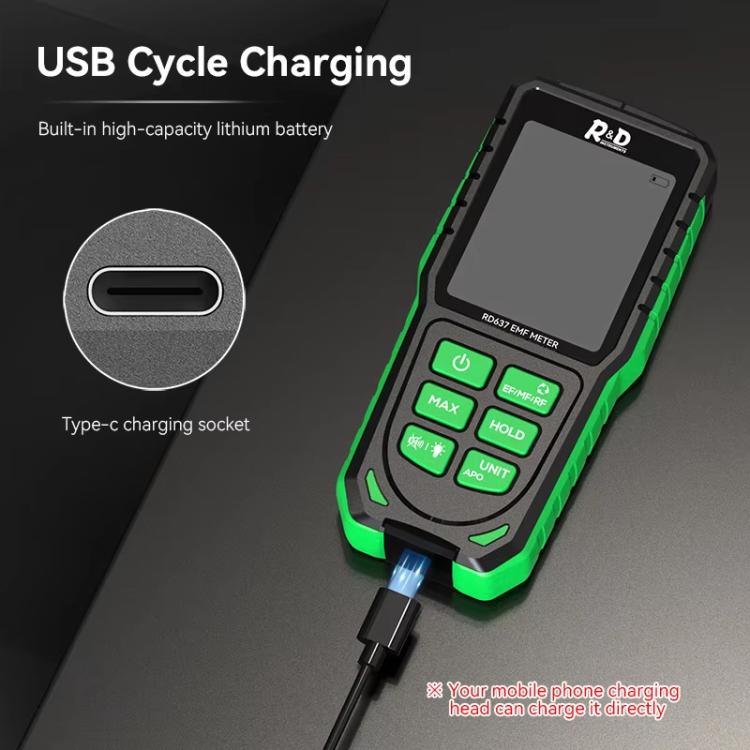 R&D INSTRUMENTS RD637 3-in-1 デジタル表示アラーム充電式電磁波測定器、RD637