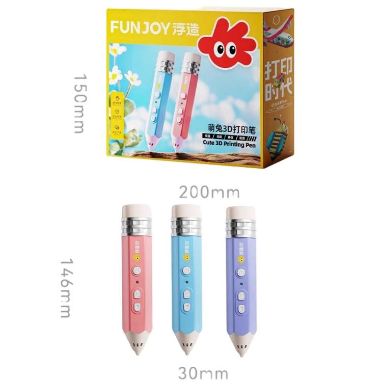 FUNJOY CH415-14 充電式3Dプリントペン インジケーターライト付き 子供用低温3Dステレオペン、ピンク＋4ロール、ピンク＋14ロール、ブルー＋4ロール、ブルー＋14ロール、パープル＋4ロール、パープル＋14ロール