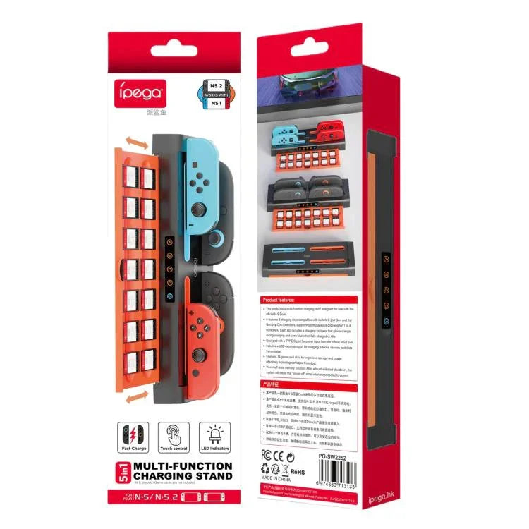 Nintendo Switch 2 / Switch Joy-Con用 Ipega 充電ドック ゲームカードホルダー、8-in-1