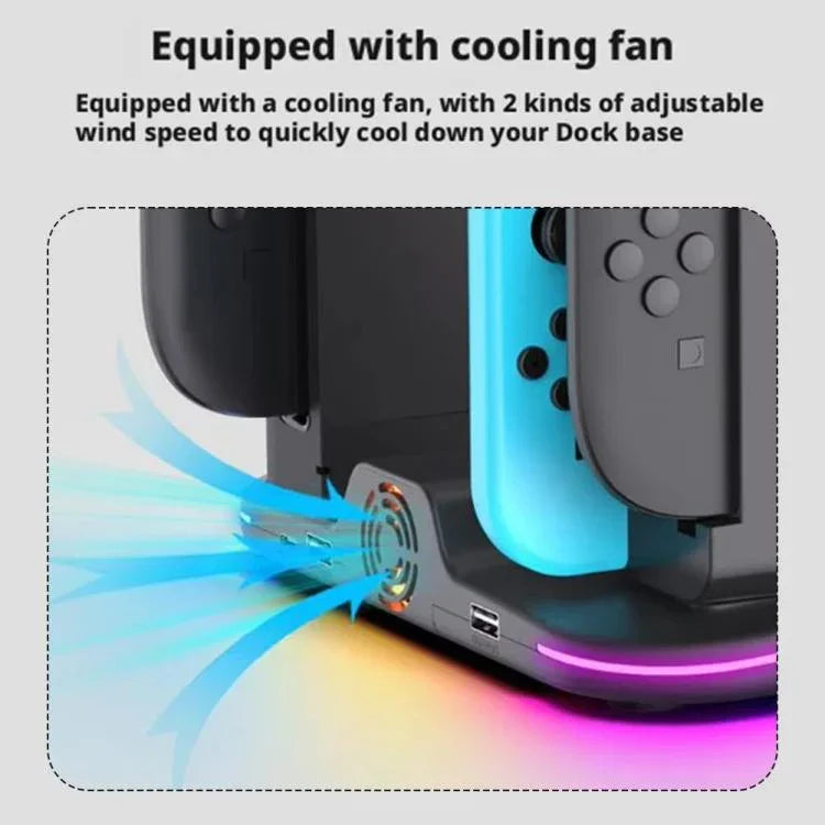 ipega 12-in-1 多機能充電ドック Nintendo Switch 2 / Switch Joy-Con 充電、Proコントローラードック、冷却ファン、ゲーム＆ヘッドセット収納オーガナイザー、12-in-1