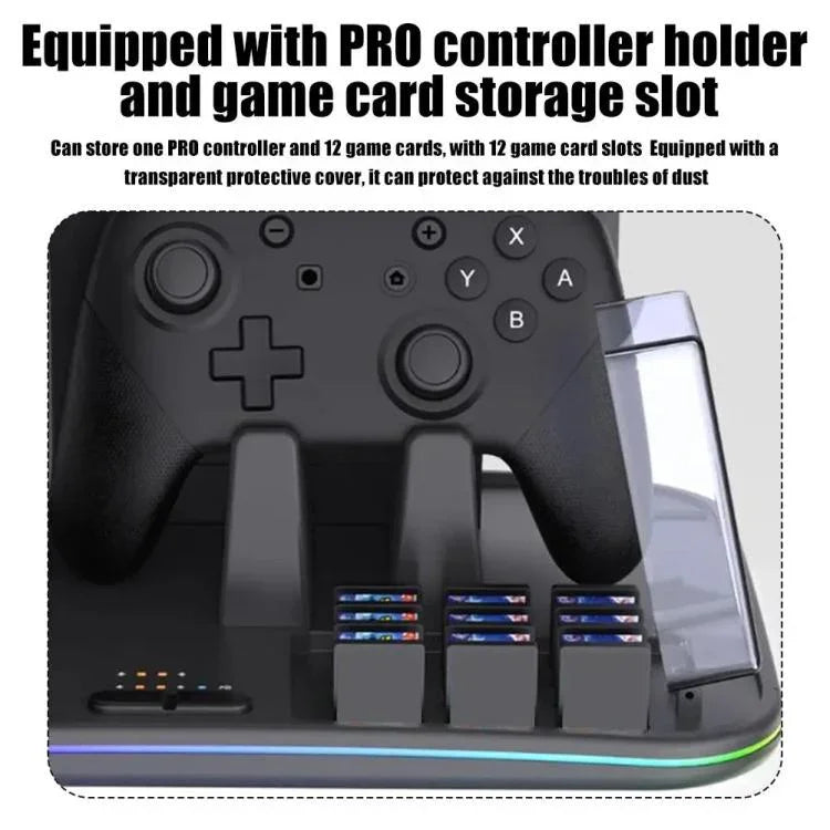 ipega 12-in-1 多機能充電ドック Nintendo Switch 2 / Switch Joy-Con 充電、Proコントローラードック、冷却ファン、ゲーム＆ヘッドセット収納オーガナイザー、12-in-1