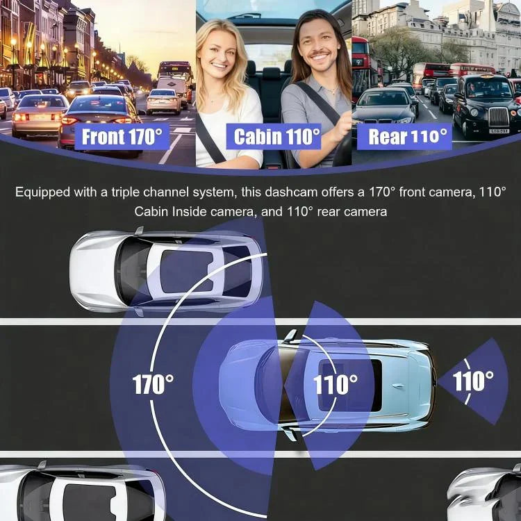 3.16インチHD 1080P赤外線ナイトビジョン車載DVR 前方＋車内（Wi-Fiなし）、前方＋車内＋後方（Wi-Fiなし）、前方＋車内＋Wi-Fi接続、前方＋車内＋後方＋Wi-Fi接続