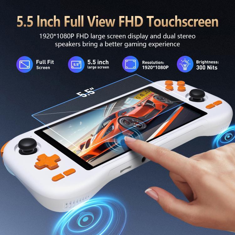 K56 レトロゲームコンソール 5.5インチタッチスクリーン Android 14 OS搭載、ES-DEフロントエンドで高速ゲームプレイ、ゲームカードなし、6+128G