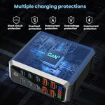 6 Type-C+4 USB マルチポート 660W 高出力 ガリウムナイトライド デスクトップ充電器、USプラグ、UKプラグ、EUプラグ、AUプラグ