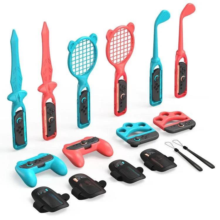 STARTRC GAMES Gamepad Sport Set Fencing Tennis Racket Racing Steering Wheel, For Nintendo Switch 2 14 In 1