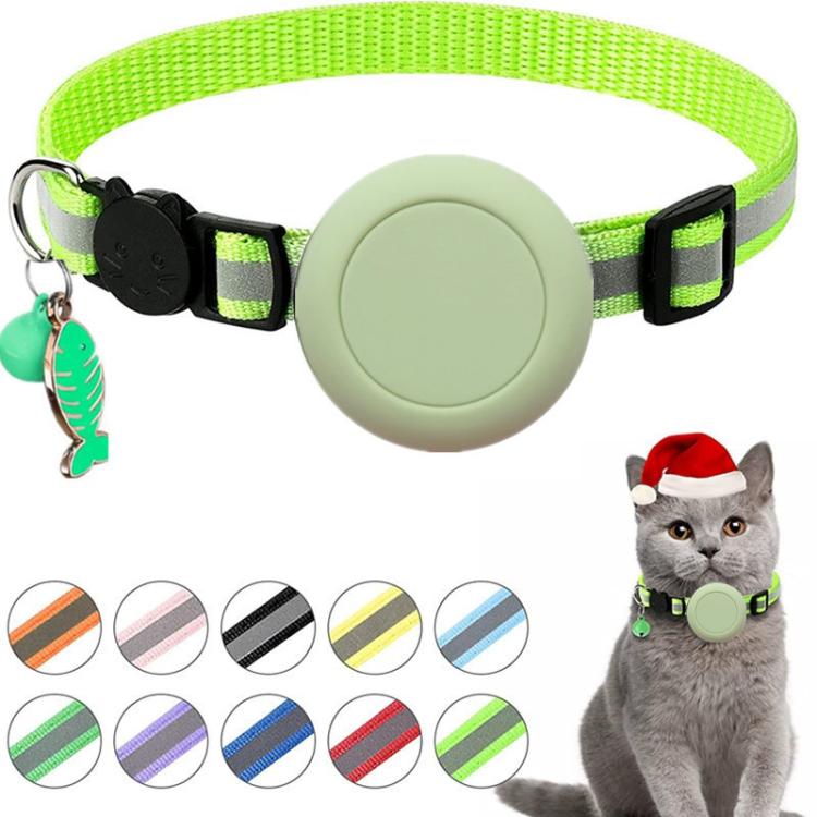 AirTag 第2世代 / AirTag 第1世代用 防水シリコンホルダー 猫用首輪 安全ブレイクアウェイバックル付き 魚＆鈴ペンダント付き