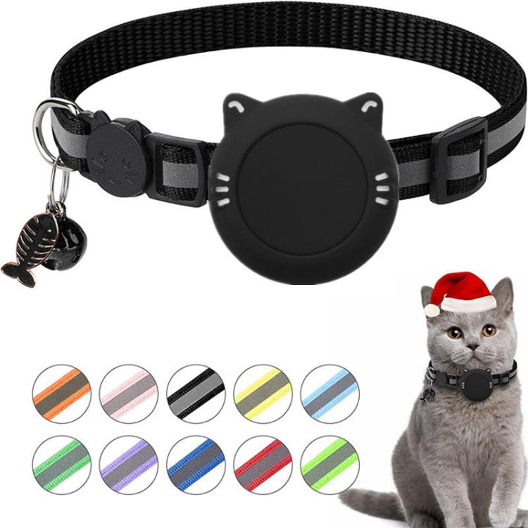 AirTag 第2世代 / AirTag 第1世代用 猫用首輪 防水シリコンホルダー 安全ブレイクアウェイバックル付き 魚＆鈴ペンダント付き
