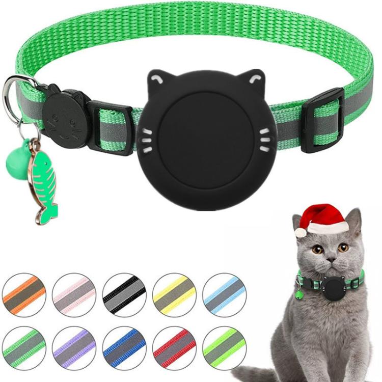 AirTag 第2世代 / AirTag 第1世代用 猫用首輪 防水シリコンホルダー 安全ブレイクアウェイバックル付き 魚＆鈴ペンダント付き