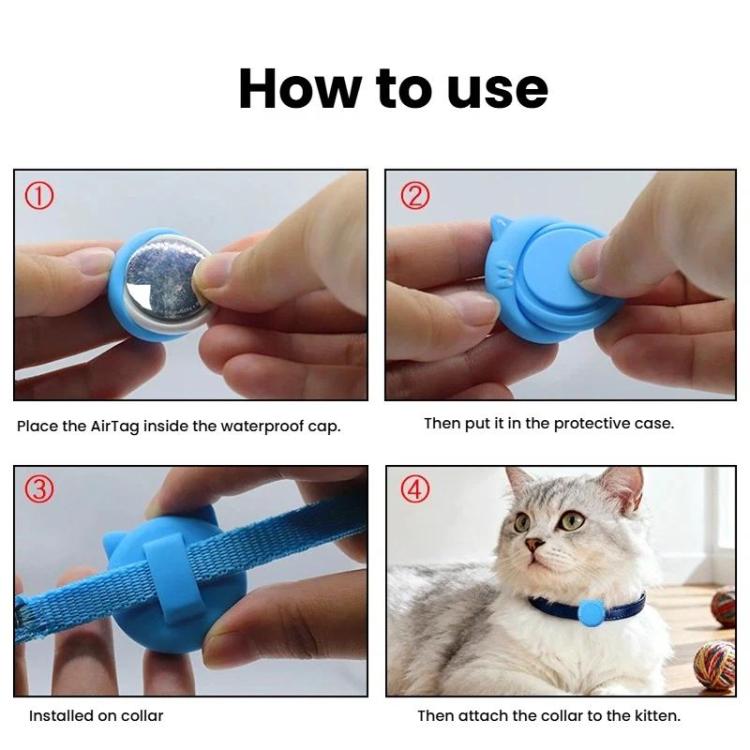 AirTag 第2世代 / AirTag 第1世代用 猫用首輪 防水シリコンホルダー 安全ブレイクアウェイバックル付き 魚＆鈴ペンダント付き
