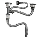 キッチンステンレス製洗面器下水管継手 防臭下水管排水セット ダブルスロット0.6mテールパイプ、ダブルスロットS字管、ダブルスロット1mテールパイプ