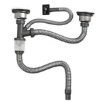 キッチンステンレス製洗面器下水管継手 防臭下水管排水セット ダブルスロット0.6mテールパイプ、ダブルスロットS字管、ダブルスロット1mテールパイプ