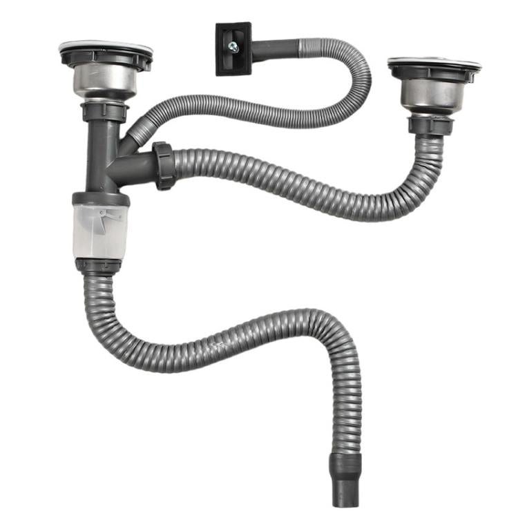 キッチンステンレス製洗面器下水管継手 防臭下水管排水セット ダブルスロット0.6mテールパイプ、ダブルスロットS字管、ダブルスロット1mテールパイプ