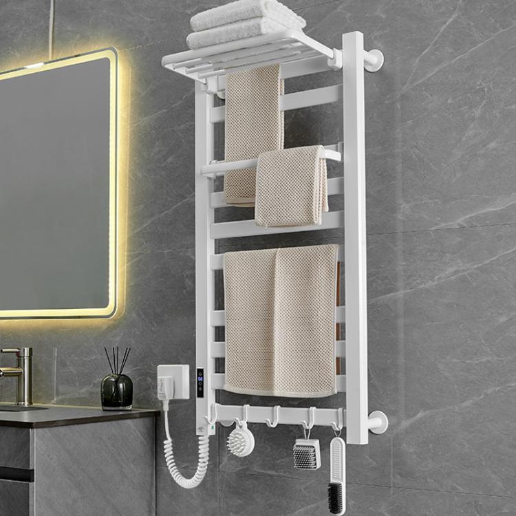 Smart Touchscreen Display Electric Heated Towel Rack Bathroom Drying Rack, Large Platinum Right Wiring, Large Platinum Left Wiring, Large White Right Wiring, Large White Left Wiring, Large Black Right Wiring, Large Black Left Wiring